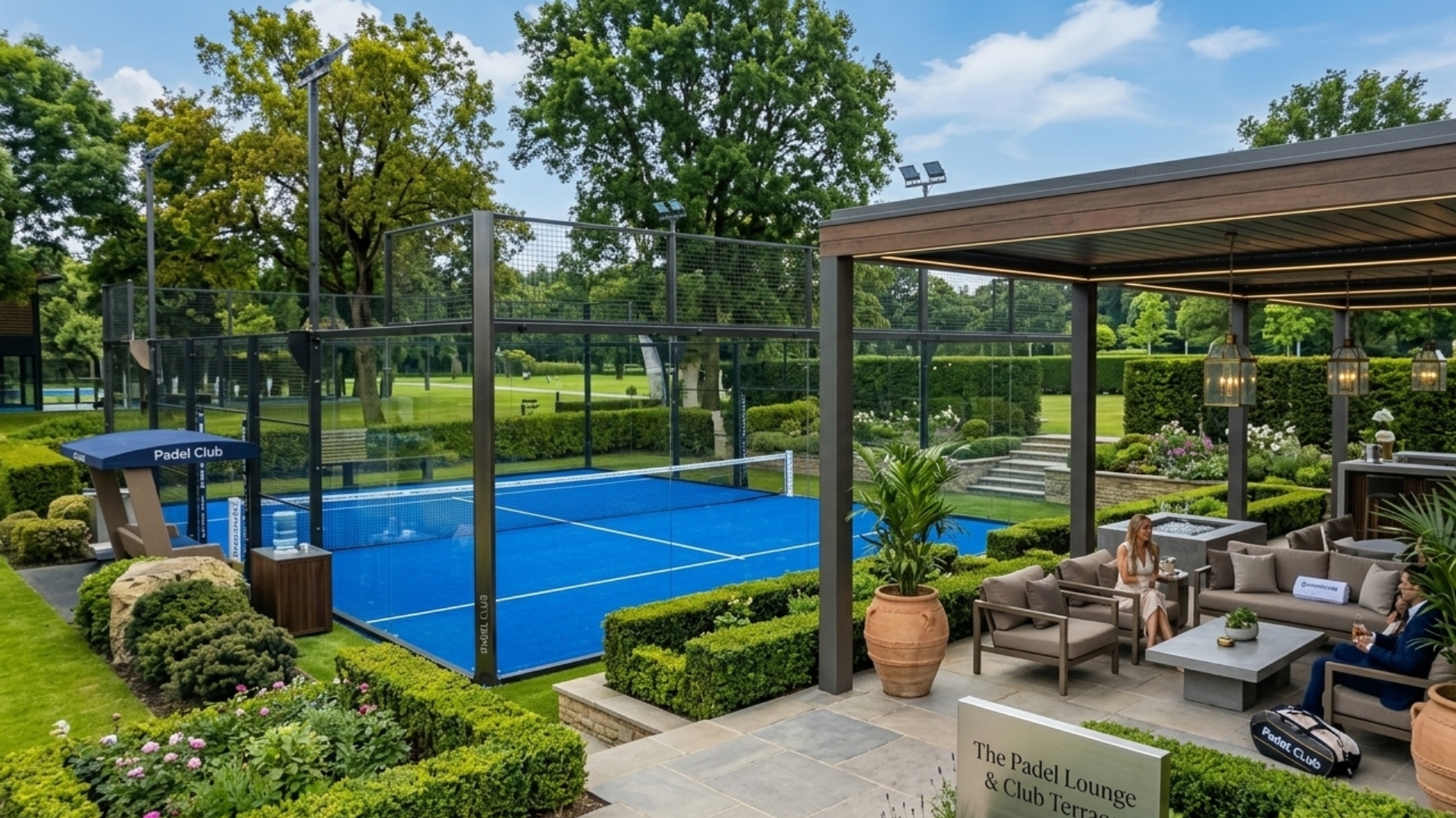 Cancha de pádel y lounge